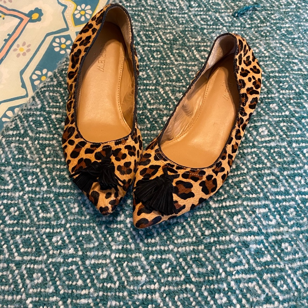 JCrew Leopard Print Pointed-Toe Flats